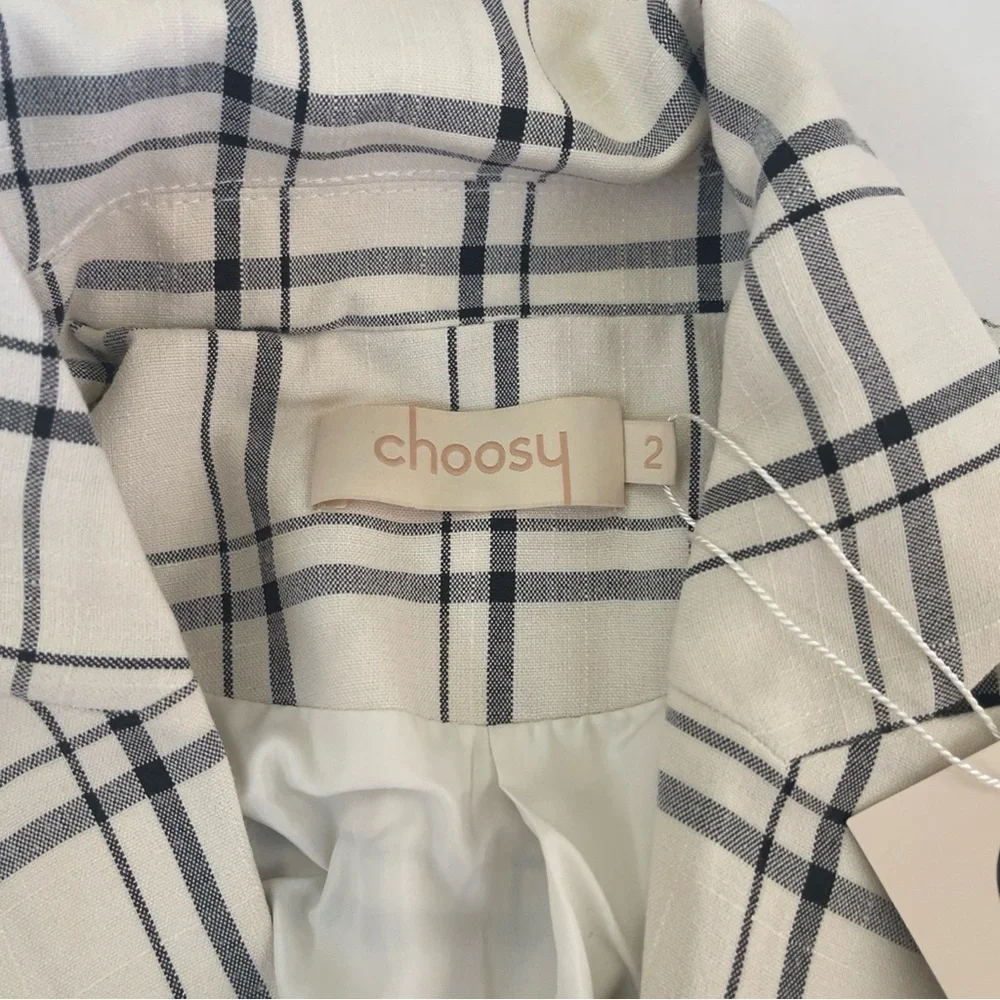 Choosy Double-Breasted Plaid Blazer size 2 - Picture 6 of 9